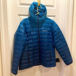 XL Columbia Blue Ombre Down Puffer Jacket with Omni-Heat Lining